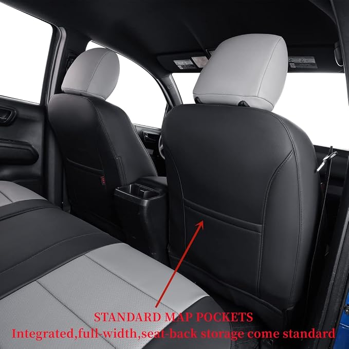 Faux Leather Seat Covers for Toyota Tacoma — Full Set — Black / Gray
