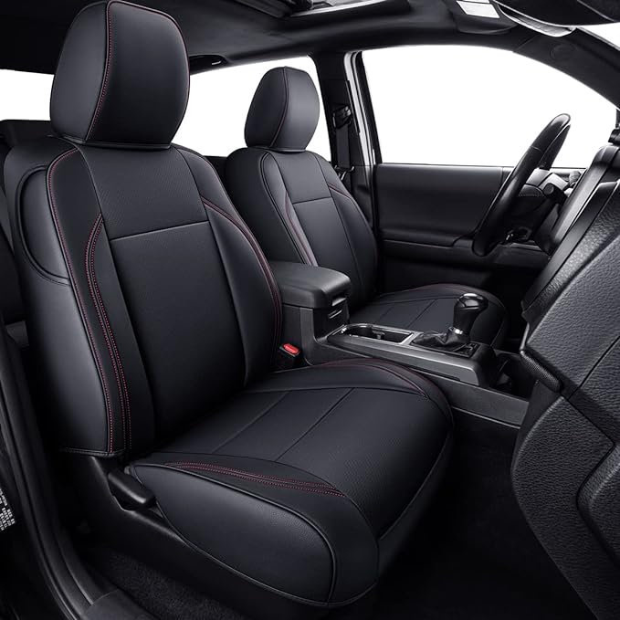 Faux Leather Seat Covers for Toyota Tacoma — Black / Red