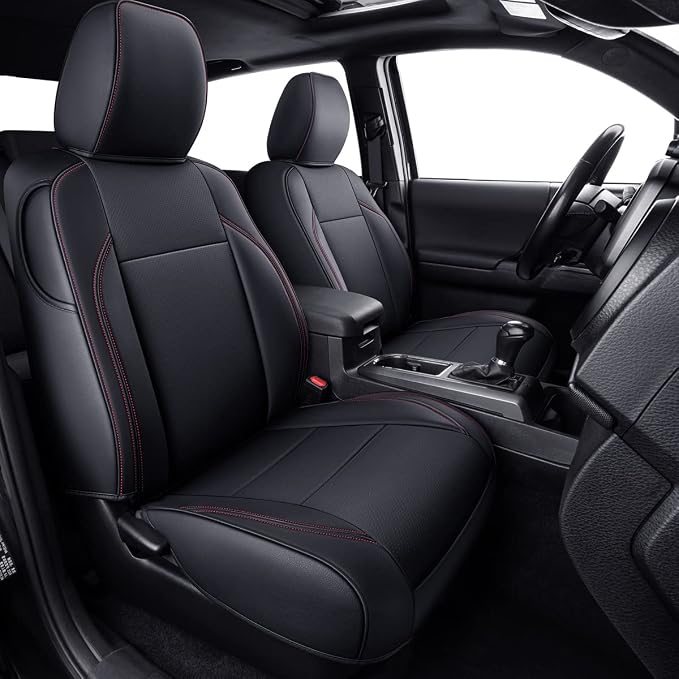 Faux Leather Seat Covers for Toyota Tacoma — Black / Red