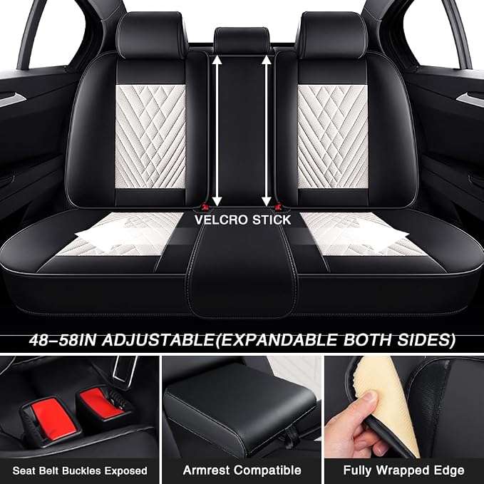 Seat Covers for Toyota Avalon — Full Set — Cream / White