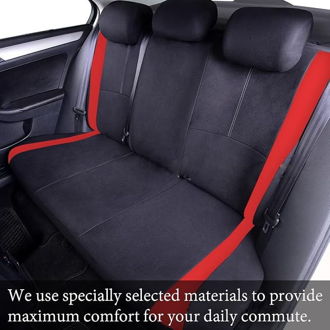 Universal Fabric Seat Covers — Full Set — Red