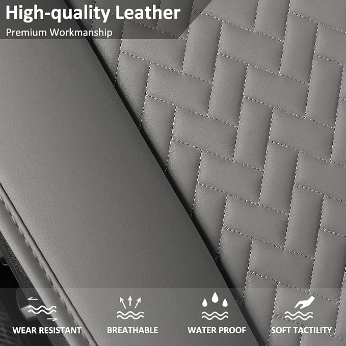 Faux Leather Car Seat Covers — Full Set — Gray