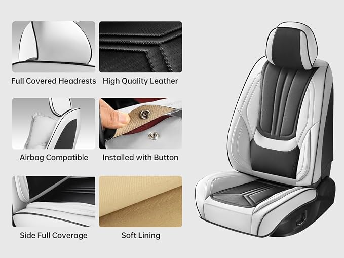 Universal Seat Covers — Full Set — White / Black