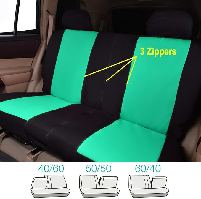 Fabric Car Seat Covers — Full Set — Black / Gray / Purple