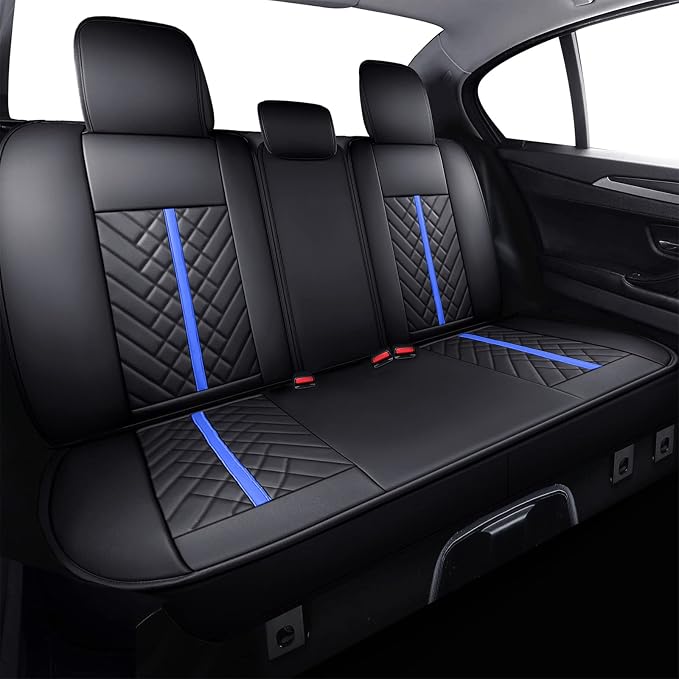 Faux Leather Seat Covers for Toyota Tacoma — Rear Seat — Black / Blue