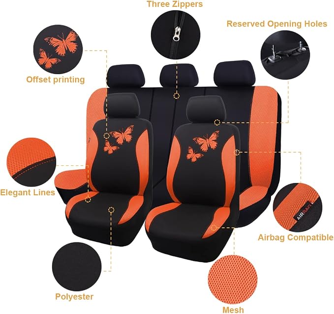 Universal Seat Covers — Full Set — Orange