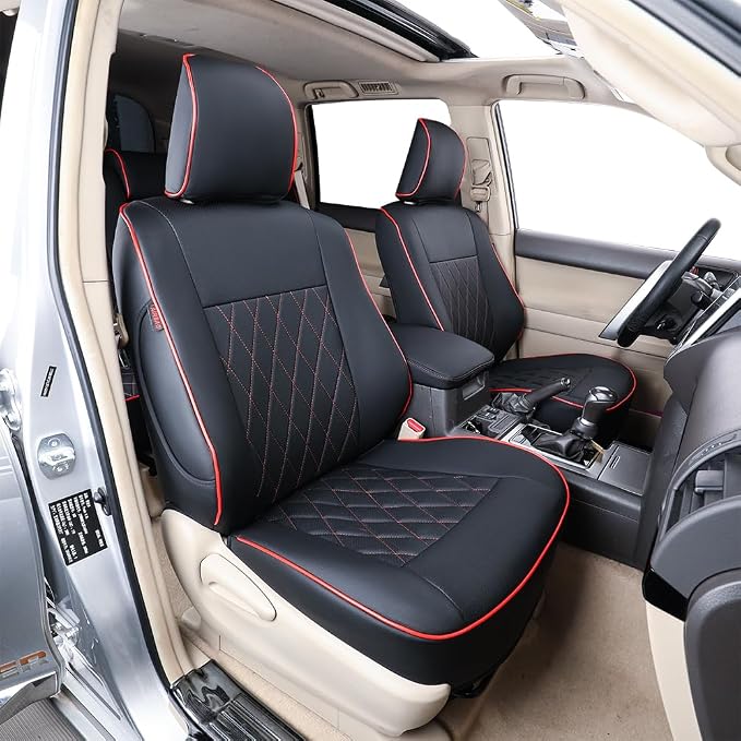 Faux Leather Seat Covers for Toyota 4Runner — Full Set — Black / Red
