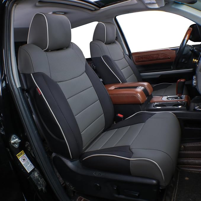 Faux Leather Seat Covers for Toyota Tacoma — Full Set — Black / Gray