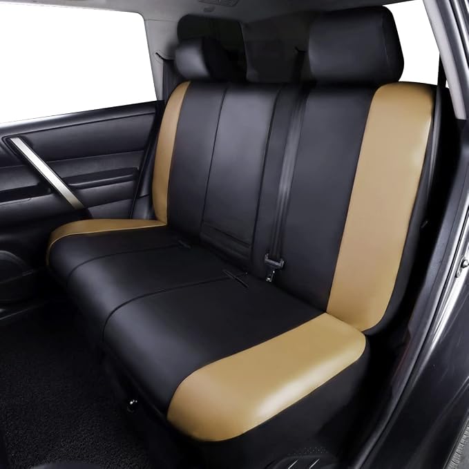 Faux Leather Car Seat Covers — Full Set — Black / Beige