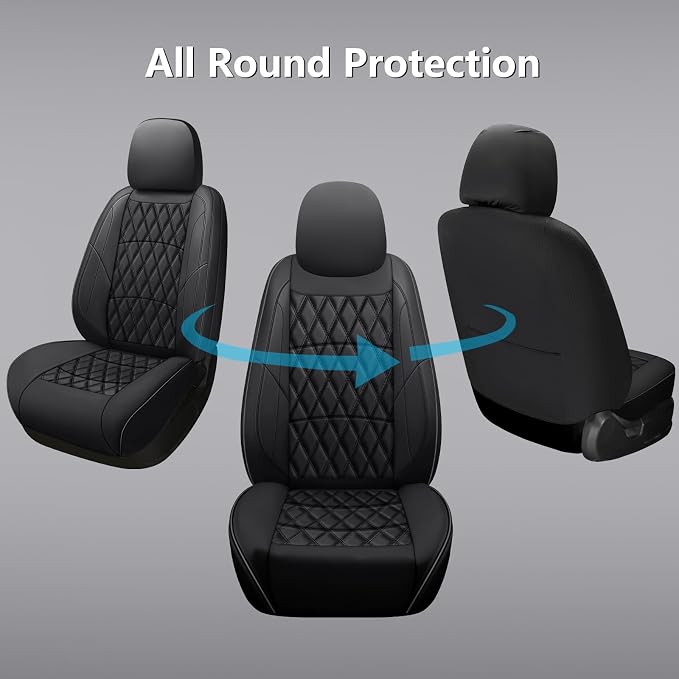 Universal Faux Leather Seat Covers — Front Seat — Black