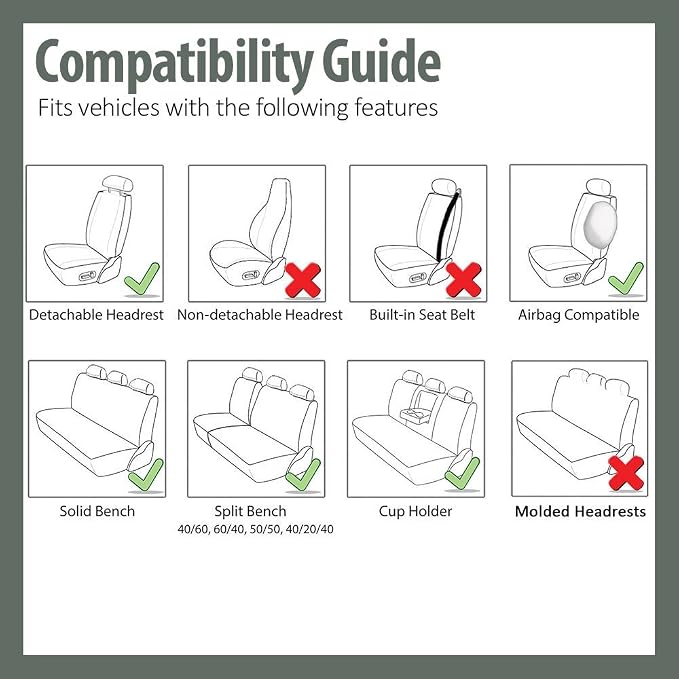 Universal Fabric Seat Covers — Full Set — Green