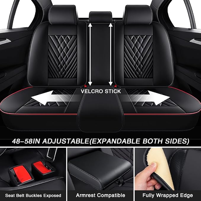 Seat Covers for Toyota Avalon — Full Set — Black / Red