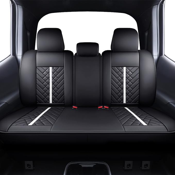 Faux Leather Seat Covers for Toyota Tacoma — Rear Seat — Black / White