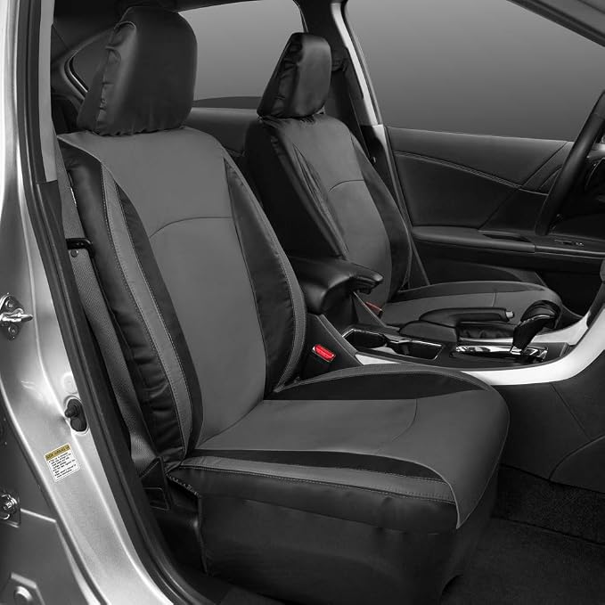 Faux Leather Car Seat Covers — Front Seat — Gray