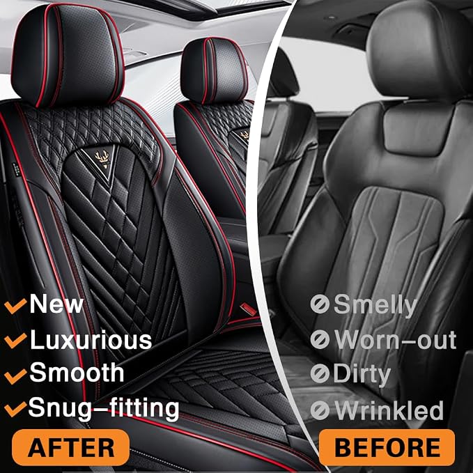 Seat Covers for Toyota Tacoma — Front Seat — Black / Red