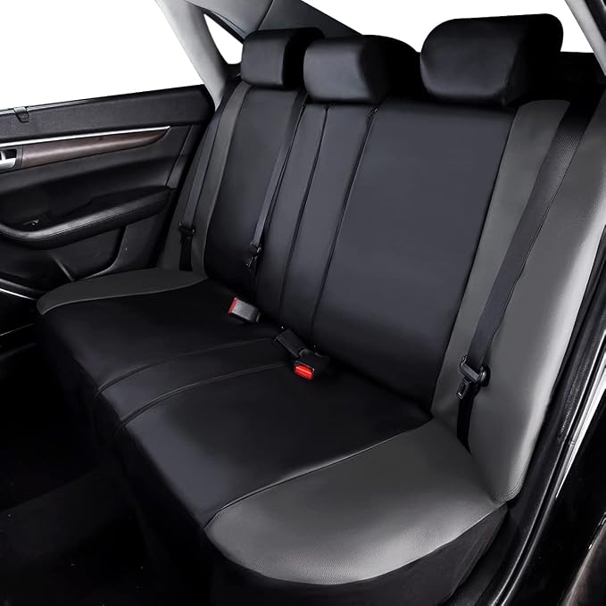 Faux Leather Car Seat Covers — Full Set — Gray / Black