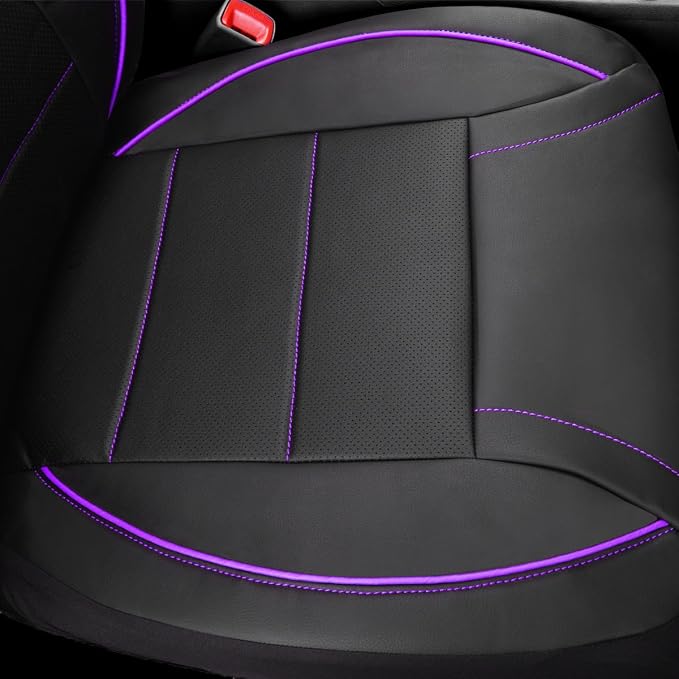 Universal Faux Leather Seat Covers — Front Seat — Black / Purple