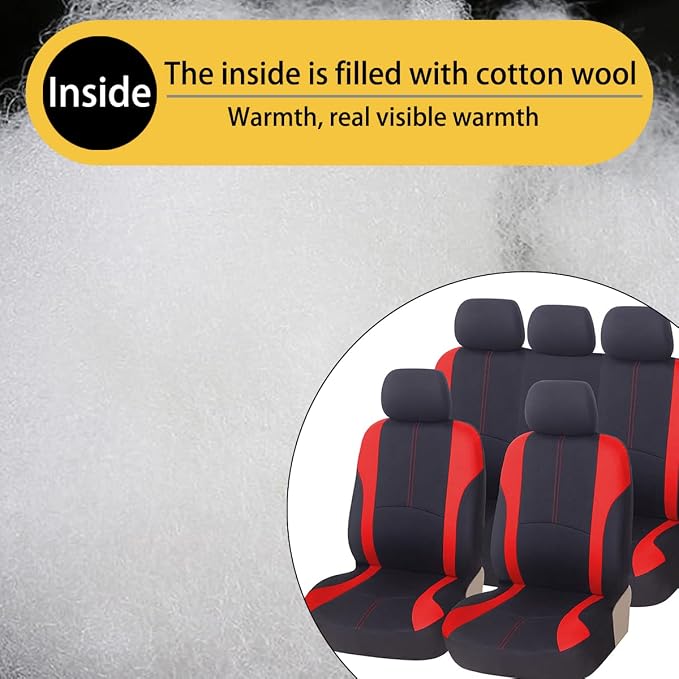 Universal Fabric Seat Covers — Full Set — Red