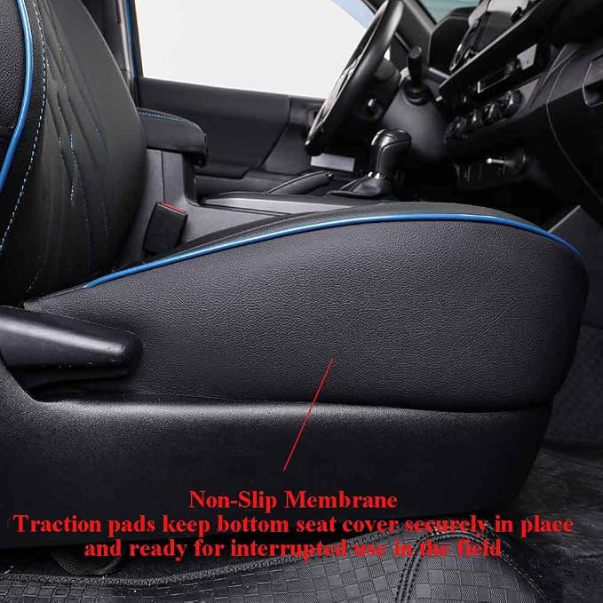 Faux Leather Seat Covers for Toyota Tacoma — Full Set — Black / Blue