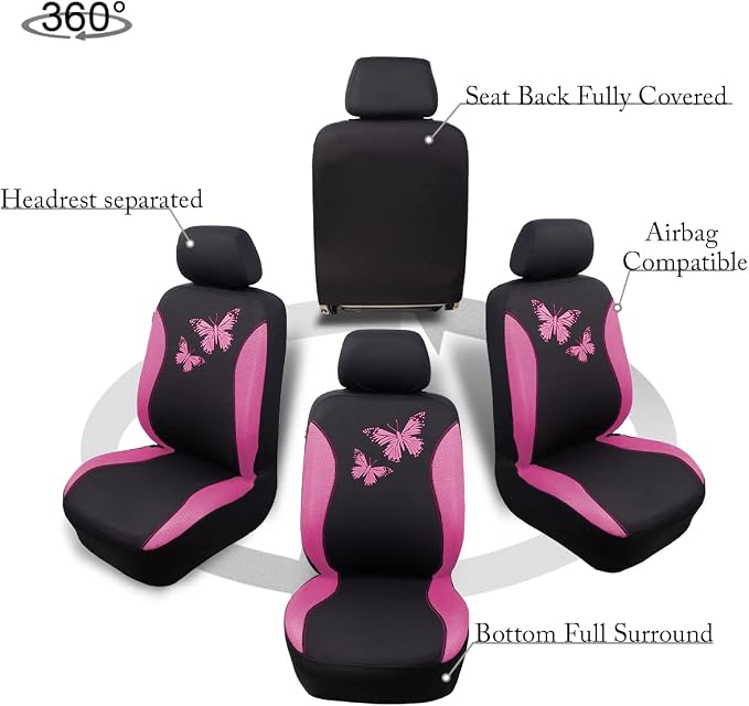 Universal Seat Covers — Full Set — Pink