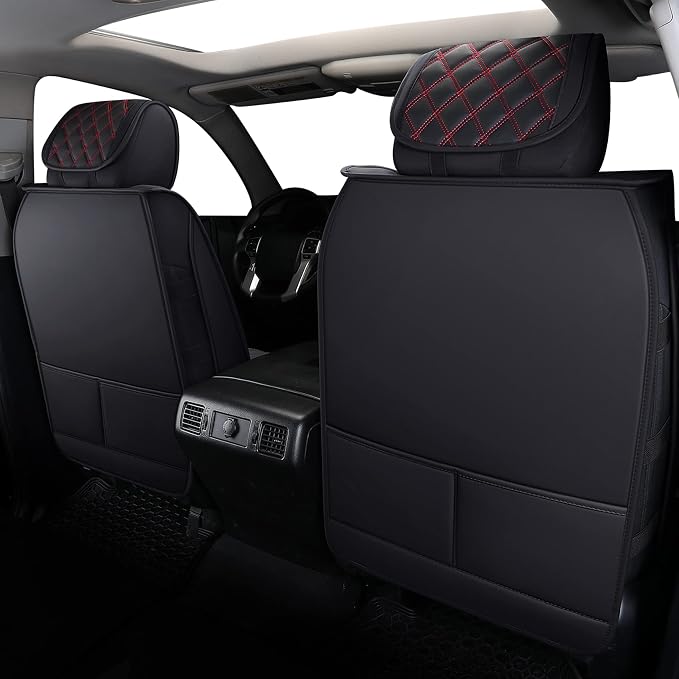 Faux Leather Seat Covers for Toyota Tundra — Full Set — Black / Red