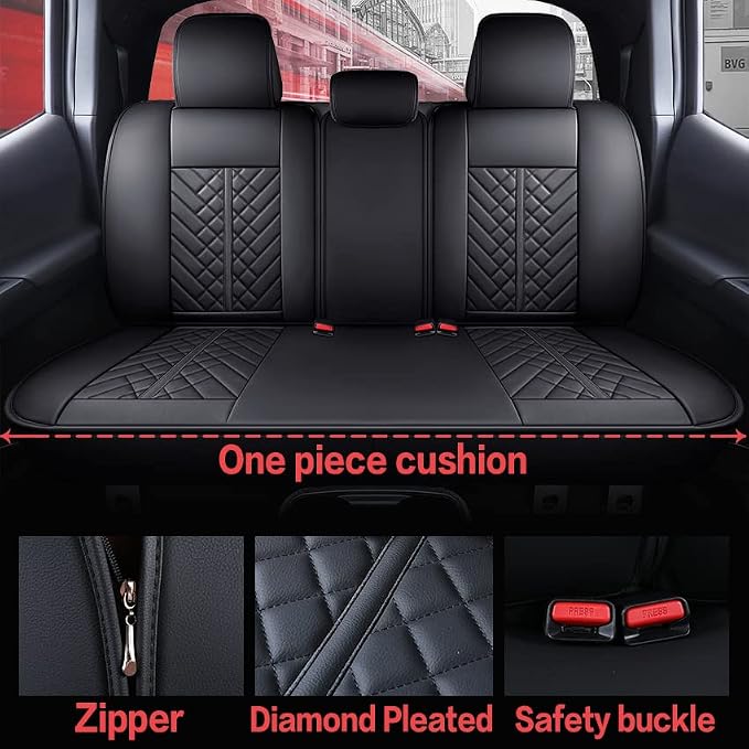 Faux Leather Seat Covers for Toyota Tacoma — Rear Seat — Black