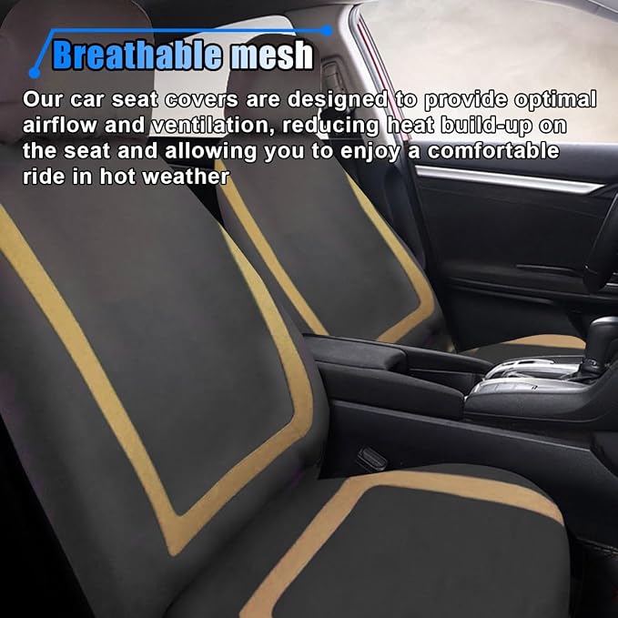Universal Seat Covers — Front Seat — Black / Beige