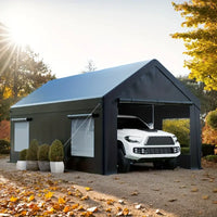 12'x20' Heavy-Duty Carport, Waterproof UV-Resistant Portable Garage Canopy Black 650eda17-7822-451b-af84-b0d2161f9be4