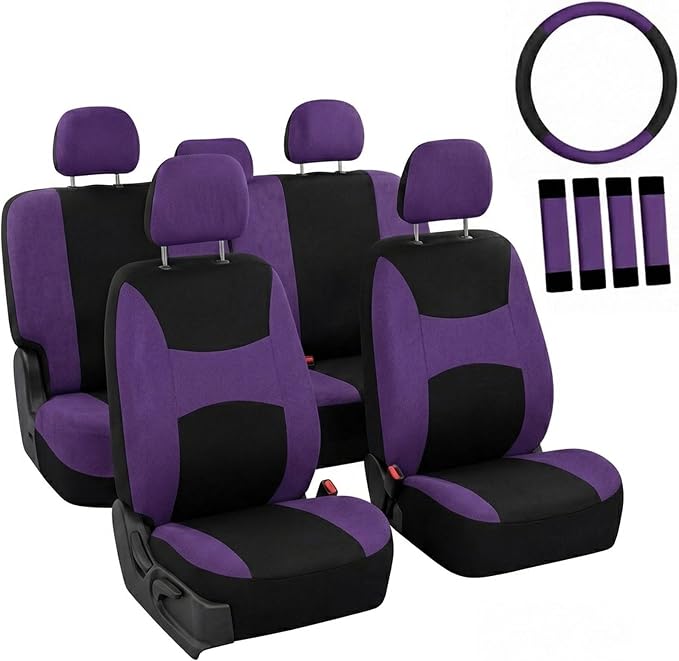 Universal Fabric Seat Covers — Full Set — Purple