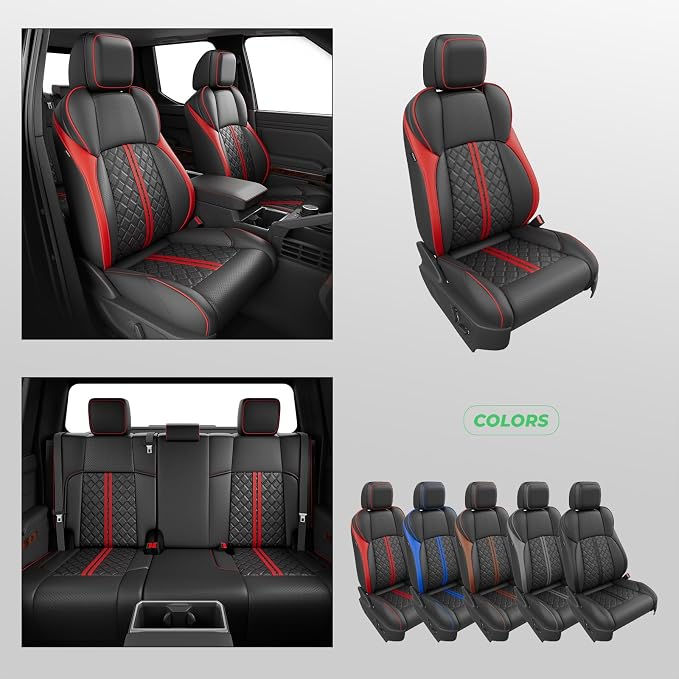 Seat Covers for Toyota Tacoma — Full Set — Black / Red