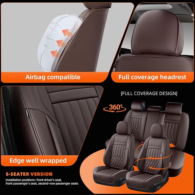 Universal Seat Covers — Full Set — Brown