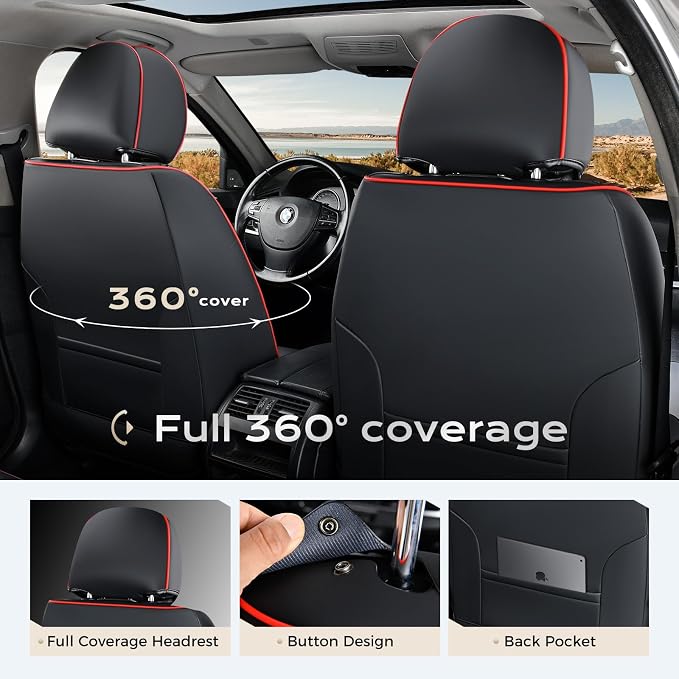 Universal Seat Covers — Front Seat — Black / Red