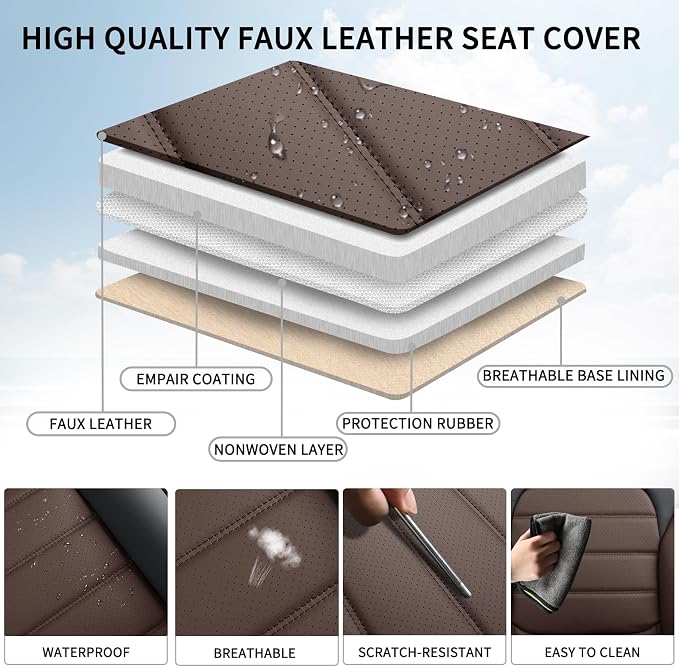 Universal Seat Covers — Full Set — Black / Brown
