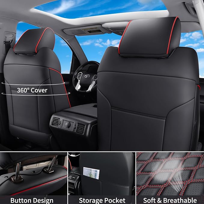 Seat Covers for Toyota Tacoma — Front Seat — Black / Red