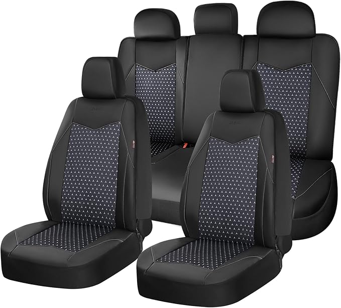 Universal Faux Leather Seat Covers — Full Set — Black