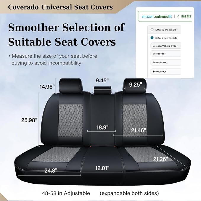 Universal Seat Covers — Rear Seat — Black / Gray