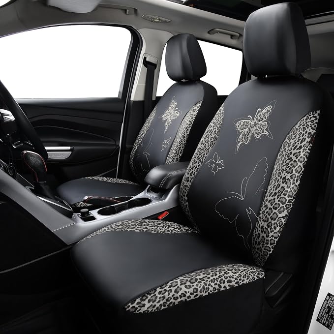 Universal Faux Leather Seat Covers — Full Set — Gray