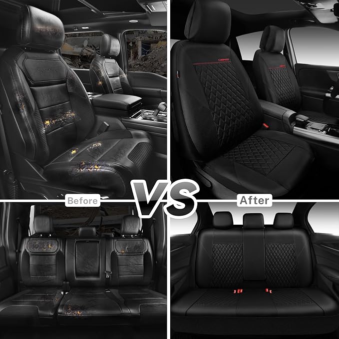 Universal Faux Leather Seat Covers — Full Set — Black