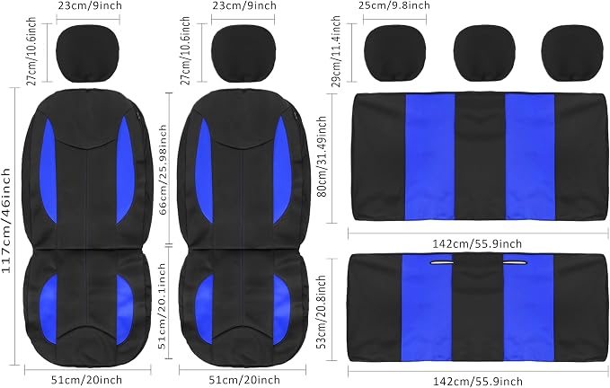 Universal Neoprene Seat Covers — Black / Blue