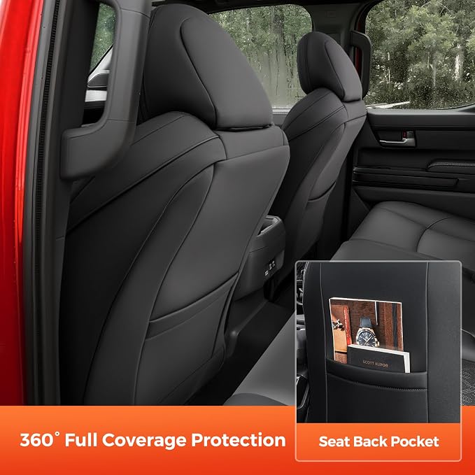 Faux Leather Seat Covers for Toyota Tacoma — Front Seat — Black