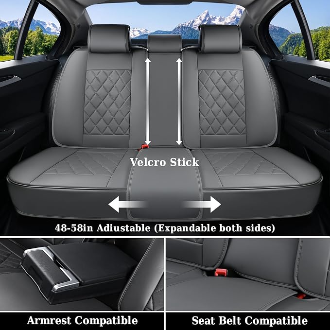 Universal Faux Leather Seat Covers — Full Set — Gray