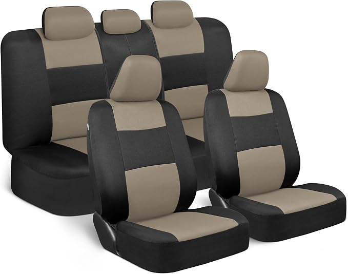 Car Seat Covers — Full Set — Beige / Black