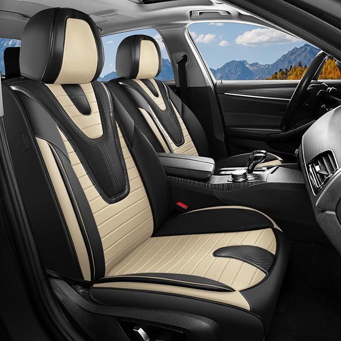 Universal Seat Covers — Front Seat — Black / Beige