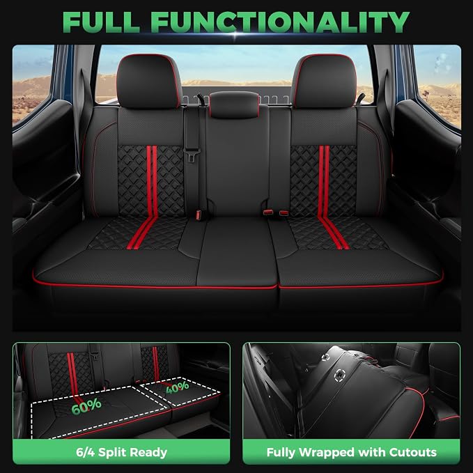 Seat Covers for Toyota Tacoma — Full Set — Black / Red