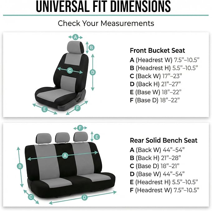 Universal Fabric Seat Covers — Front Seat — Gray