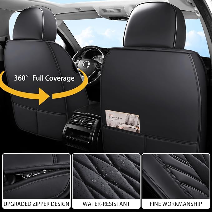 Universal Faux Leather Seat Covers — Full Set — Black