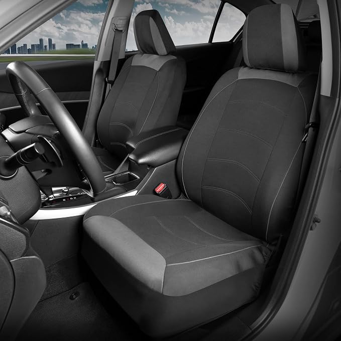 Fabric Car Seat Covers — Front Seat — Black