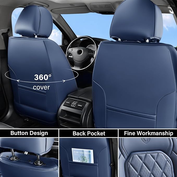 Universal Faux Leather Seat Covers — Full Set — Blue