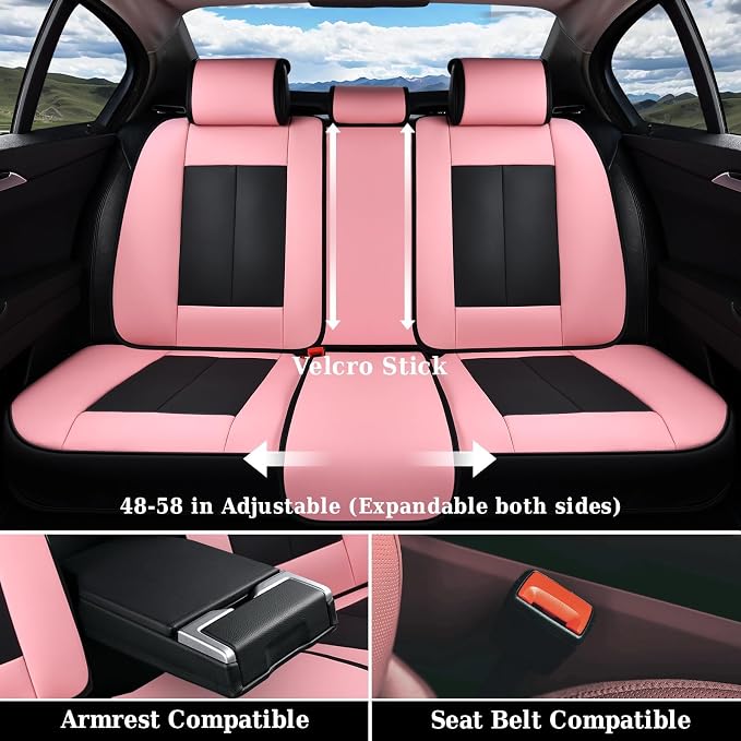 Universal Seat Covers — Full Set — Black / Pink