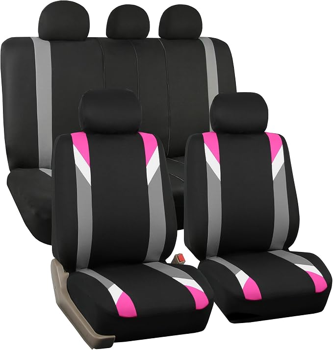 Universal Fabric Seat Covers — Full Set — Pink